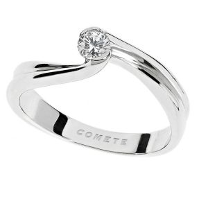 Anello Comete Donna Oro Bianco 18kt con Diamante Solitario - Design Moderno ed Elegante