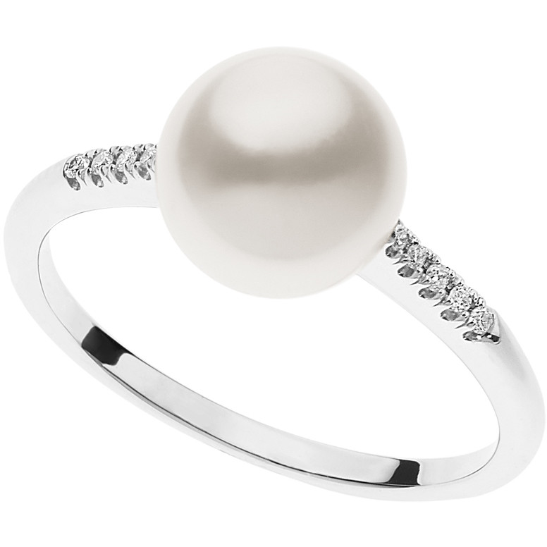 Anello Comete in oro bianco con perla e diamanti ANP 369