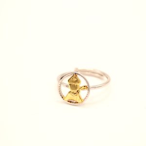 Anello Donna Argento Sterling 925 Made in Italy San Gennaro Vescovo di Napoli con Dettagli Dorati Regolabile