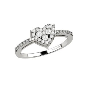Anello Nardelli in Oro Bianco con Diamanti a Forma di Cuore - Un Battito di Luce Made in Italy