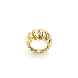 Anello Fascia in Oro Giallo 18kt Elettroformato | Design Canne Bombate Lucide Made in Italy