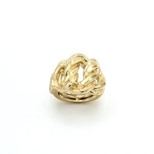 Anello Intreccio in Oro Giallo 18kt Elettroformato | Design Catena Bombata Made in Italy