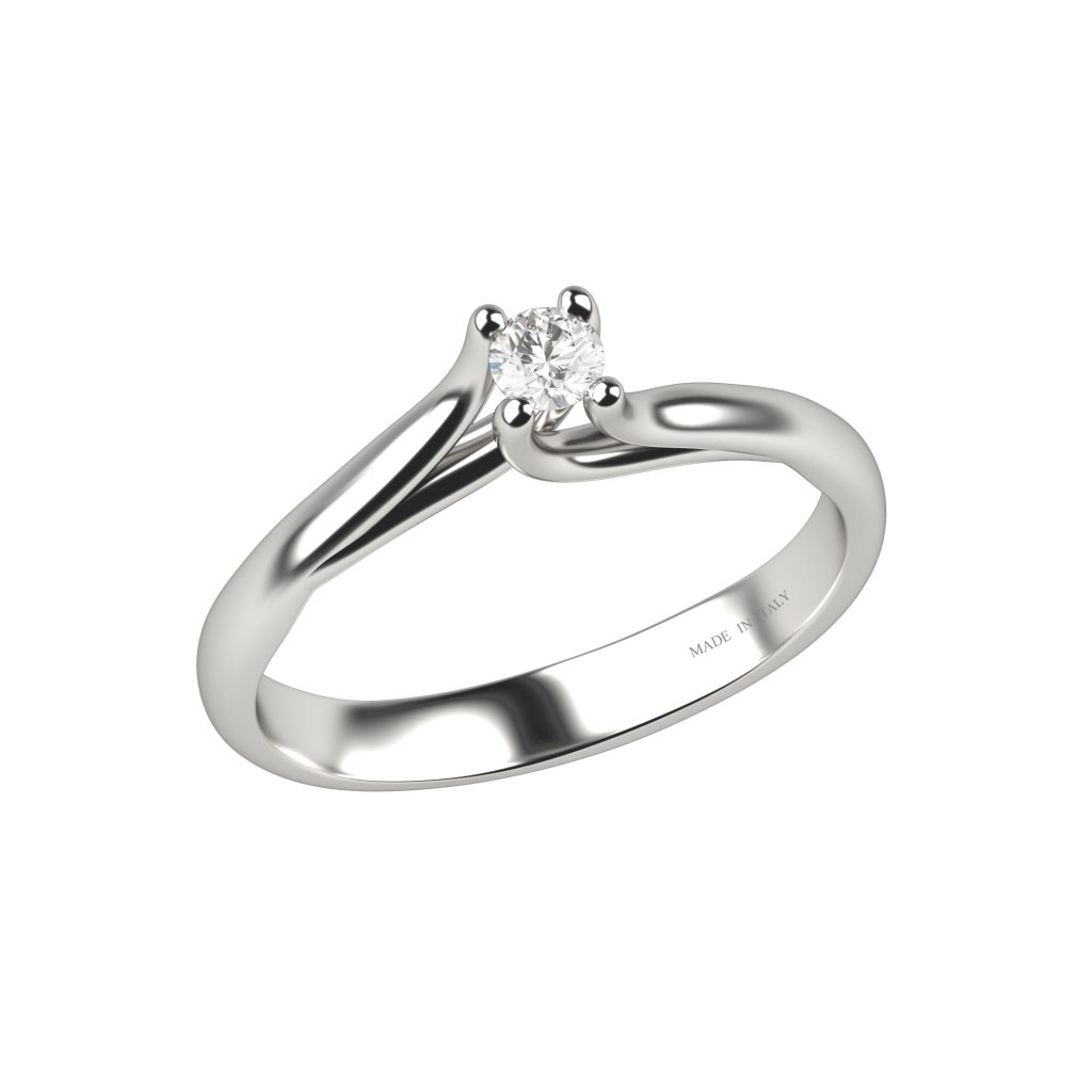 Anello Solitario Nardelli in Oro Bianco con Diamante Taglio Brillante - Eleganza Made in Italy