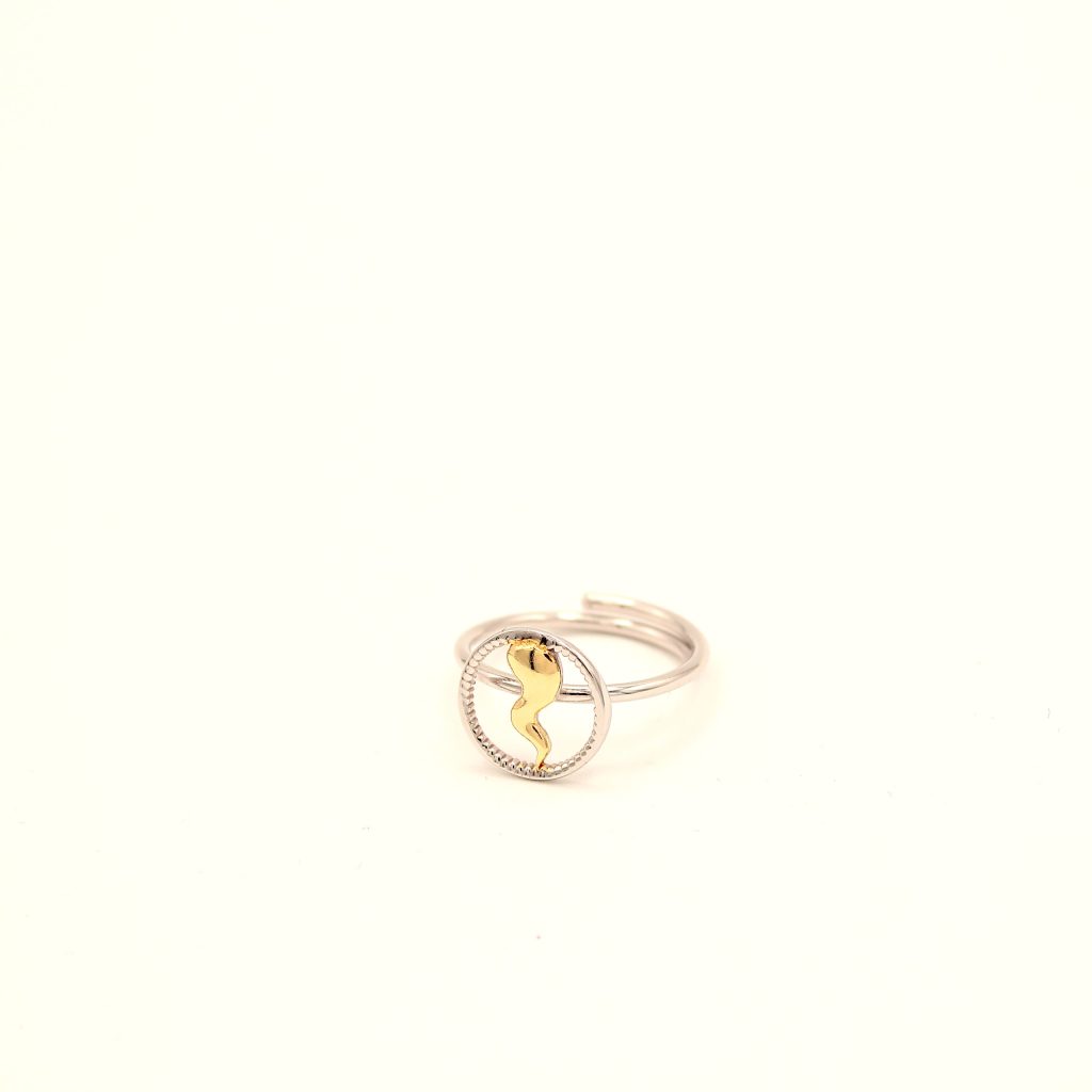Anello Donna Argento Sterling 925 Made in Italy Peperoncino Portafortuna con Dettagli Dorati Regolabile
