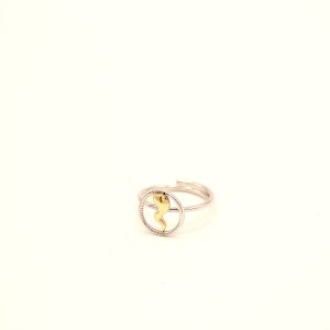 Anello Donna Argento Sterling 925 Made in Italy Peperoncino Portafortuna con Dettagli Dorati Regolabile
