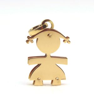 Ciondolo Bambina Oro Giallo 18kt Made in Italy con Incisione Gratuita - Pendente Portafortuna Dolce e Prezioso