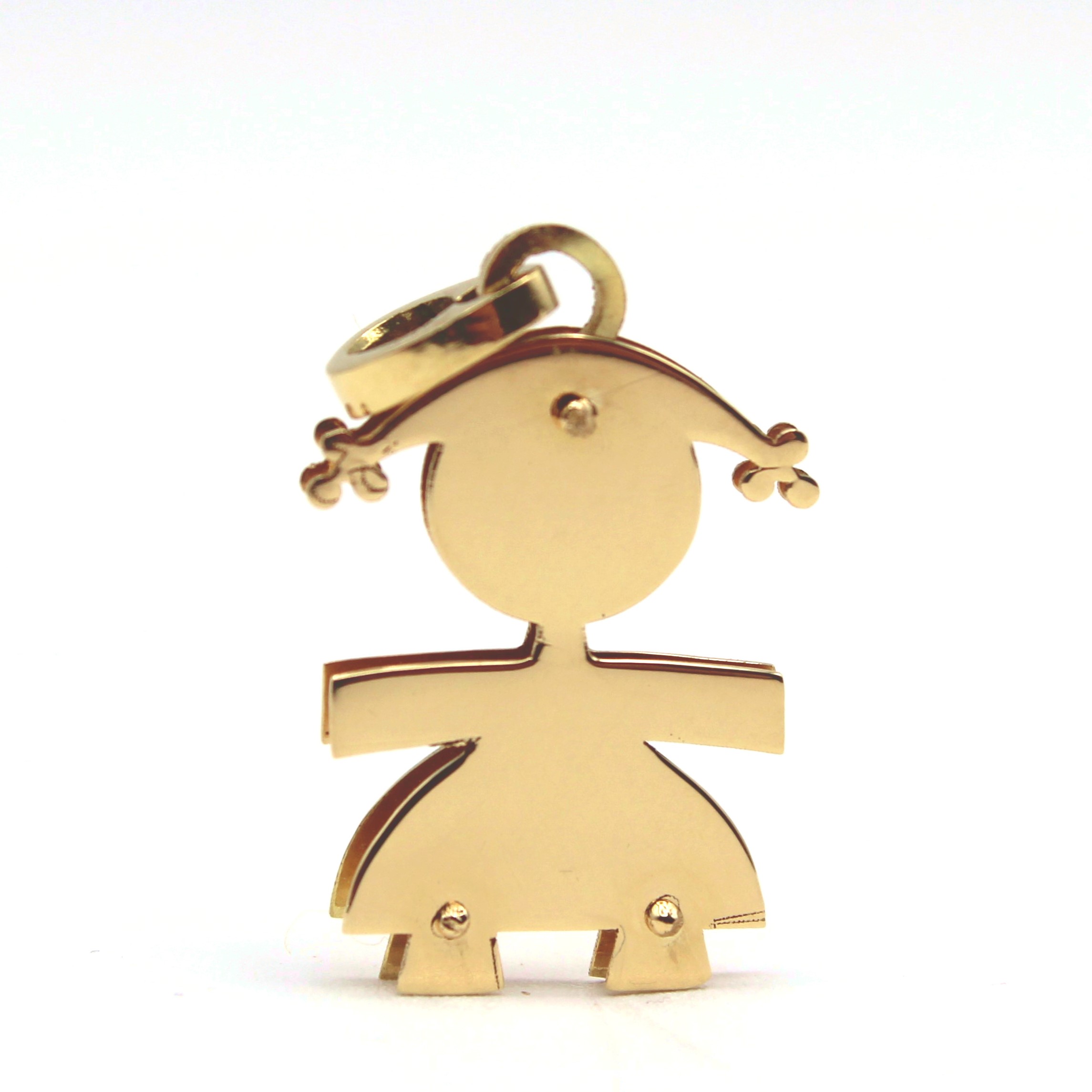 Ciondolo Bambina Oro Giallo 18kt Made in Italy con Incisione Gratuita - Pendente Portafortuna Dolce e Prezioso