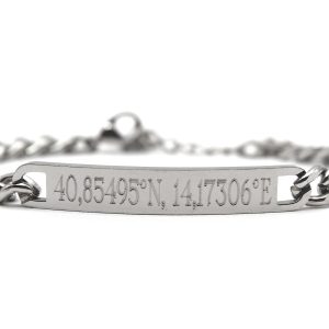 Bracciale con coordinate in acciaio