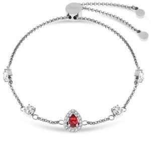 Elegante Bracciale Donna Liu Jo in Acciaio con Cristallo Rosso a Goccia