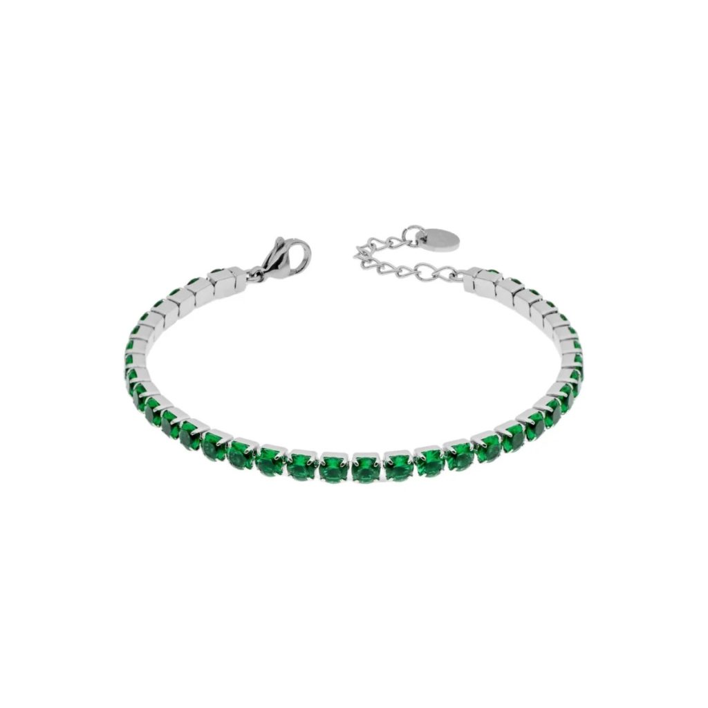 Bracciale Liu Jo LJ2420 Tennis Zirconi Verdi Silver | Cristalli Smeraldo Quadrati