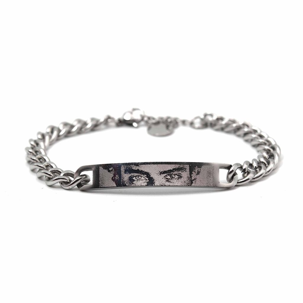 Bracciale acciaio con incisione "Occhi"