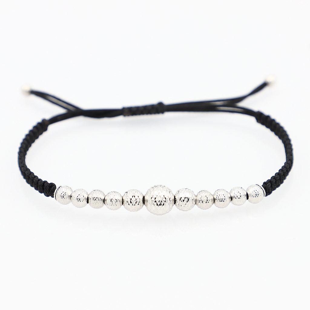 Bracciale oro Elegance sfere Milleluci oro 18kt con cordino nero