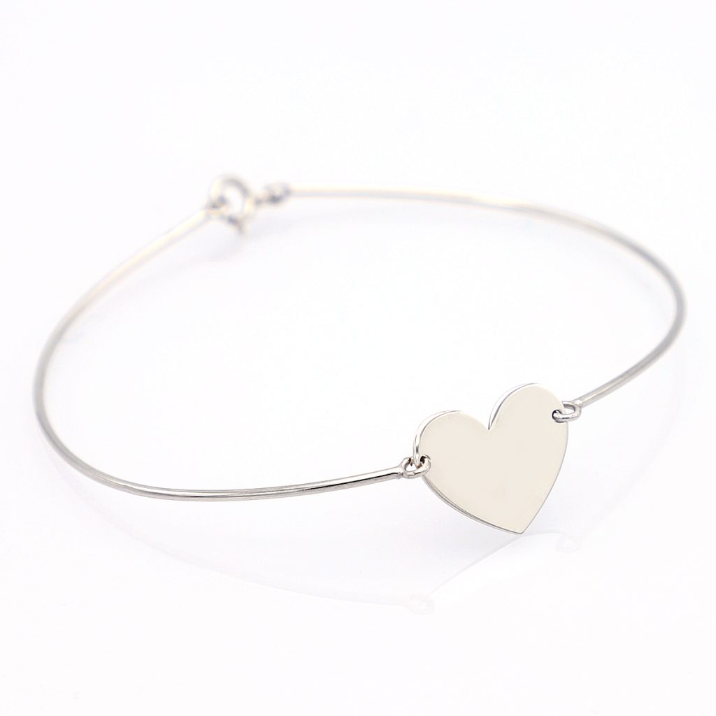 Bracciale Rigido con Cuore in Oro 18 Carati Personalizzabile