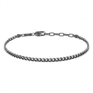 Bracciale Uomo Sector Maglia Cubana Sottile in Argento 925 Brunito Rodiato