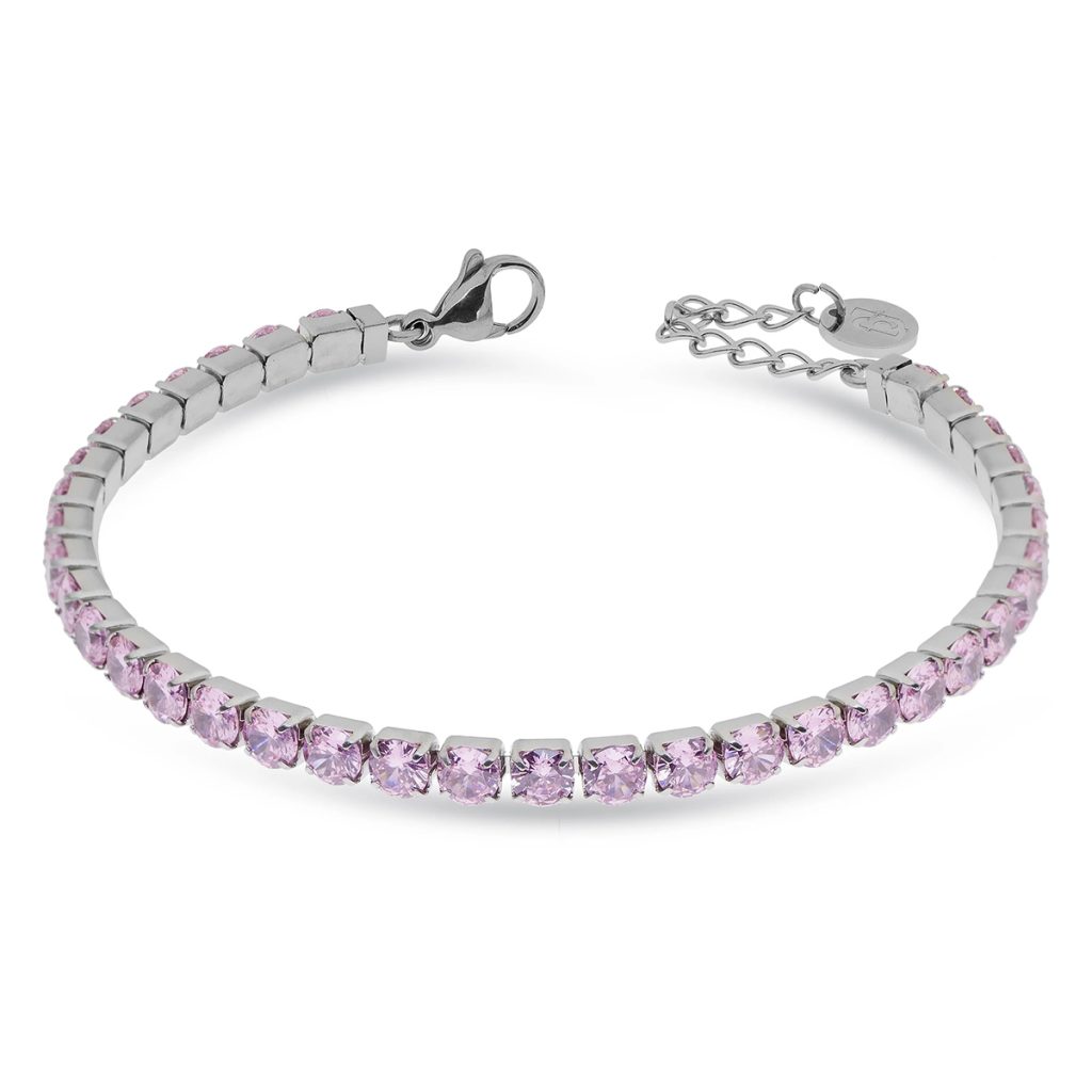 Bracciale Liu Jo LJ2424 Tennis Zirconi Quadrati Rosa Silver | Cristalli Rodolite Donna