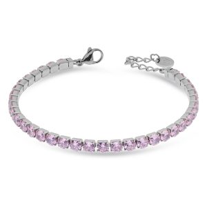 Bracciale Liu Jo LJ2424 Tennis Zirconi Quadrati Rosa Silver | Cristalli Rodolite Donna