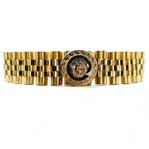 Bracciale in acciaio dorato maglia presidente con medusa