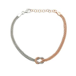 Bracciale Nodo d'Amore in Argento Bicolore 925 - Eleganza Romantica Made in Italy