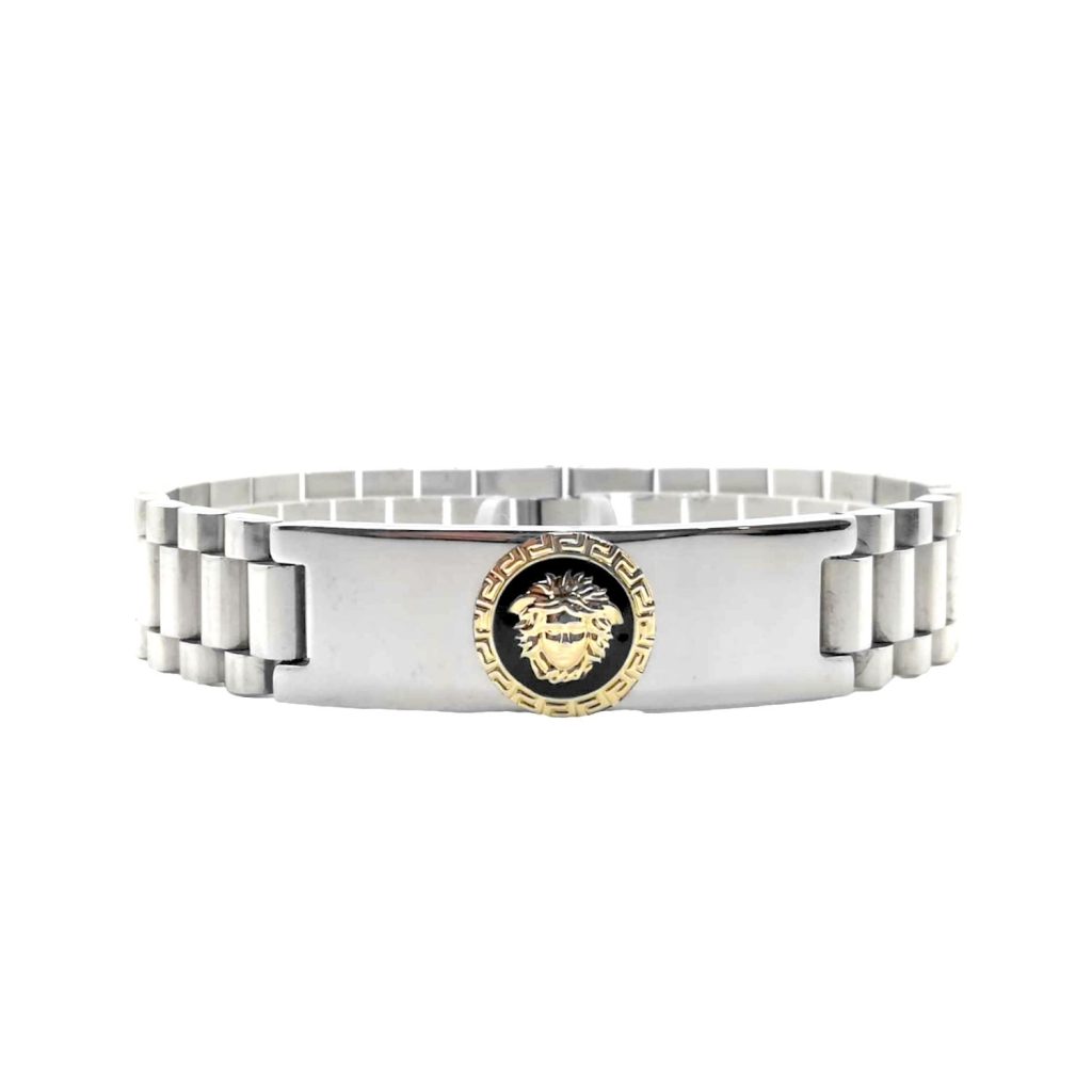 Bracciale in acciaio con piastra e medusa