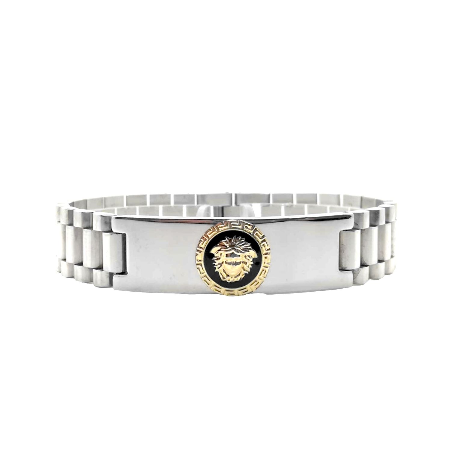 Bracciale in acciaio con piastra e medusa
