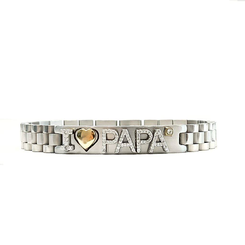 Bracciale uomo I❤Papà in acciaio
