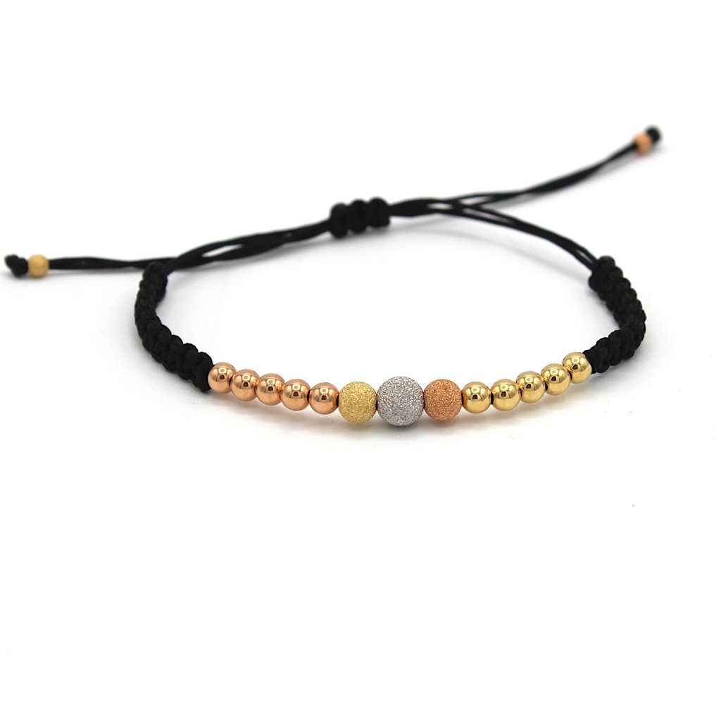 Bracciale Elegance in oro 18kt con Sfere Lucide e Milleluci Tricolore