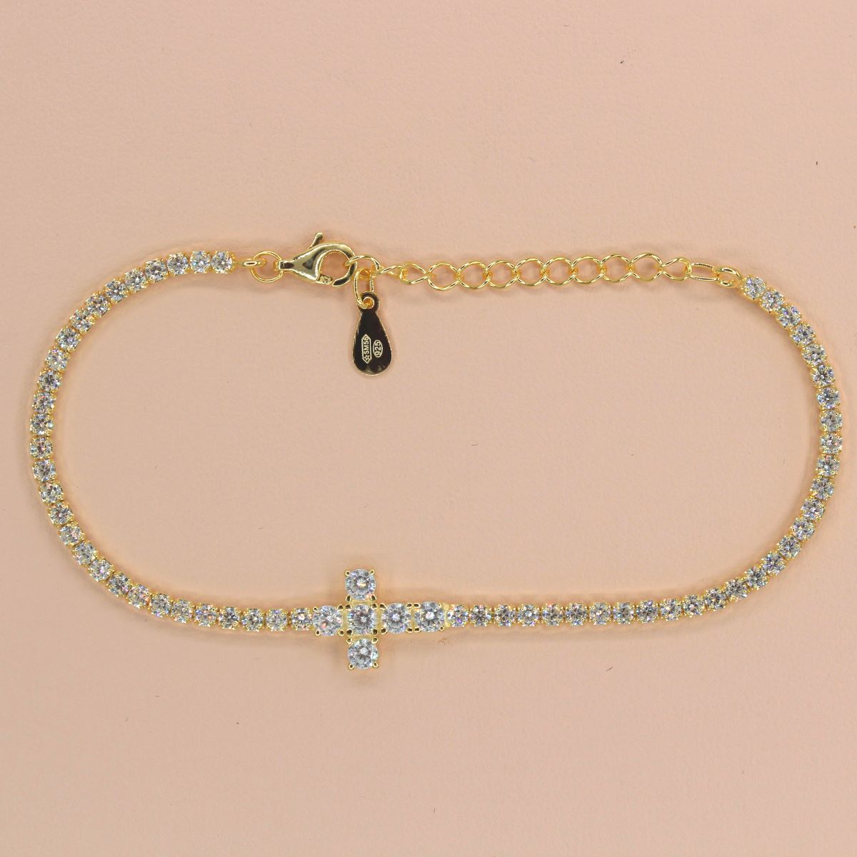 Bracciale tennis con croce in argento 925 - immagine 4