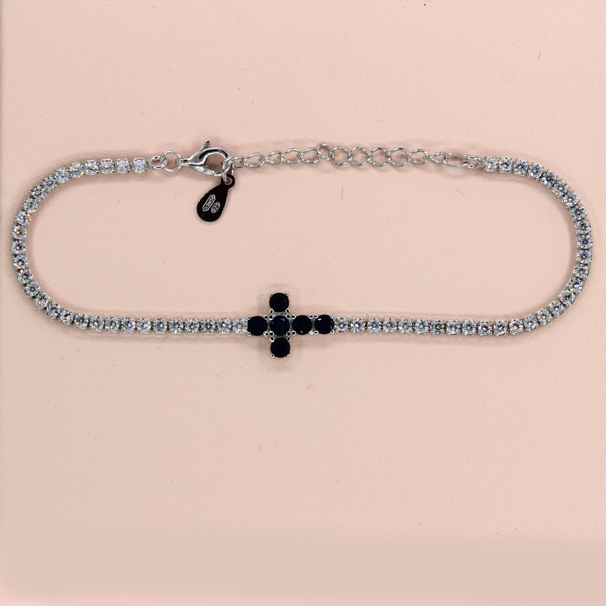 Bracciale tennis con croce in argento 925