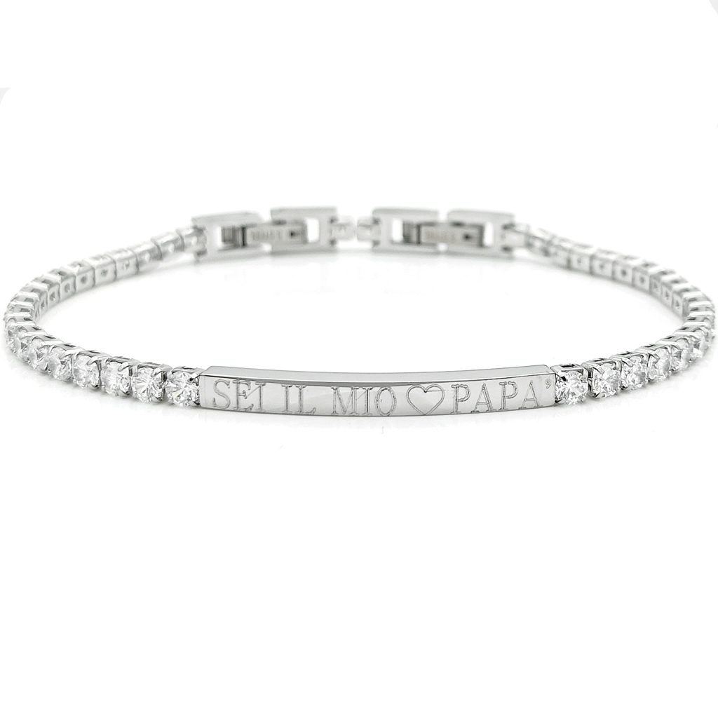 Bracciale tennis con piastra personalizzabile