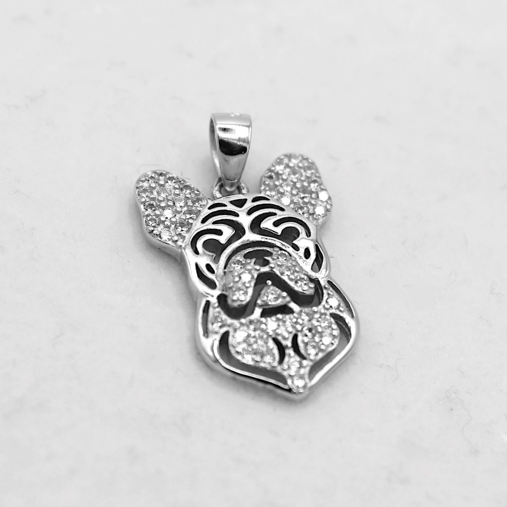 Ciondolo Linea “PET” a forma di bulldog francese in argento 925