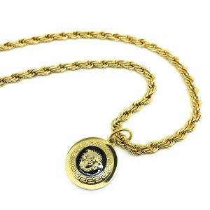 Collana in acciaio dorato con medusa VRS2