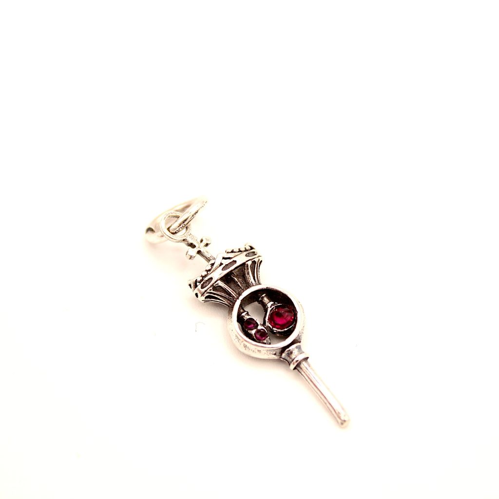 Charm Pendente Argento Sterling 925 Made in Italy Ampolla di San Gennaro con Pietre Rosse