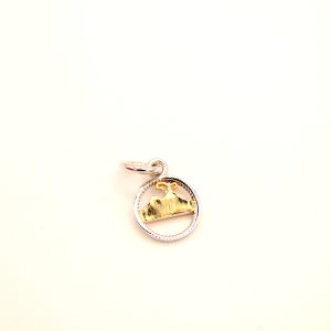 Charm Pendente Argento Sterling 925 Made in Italy Vesuvio Stilizzato con Dettagli Dorati
