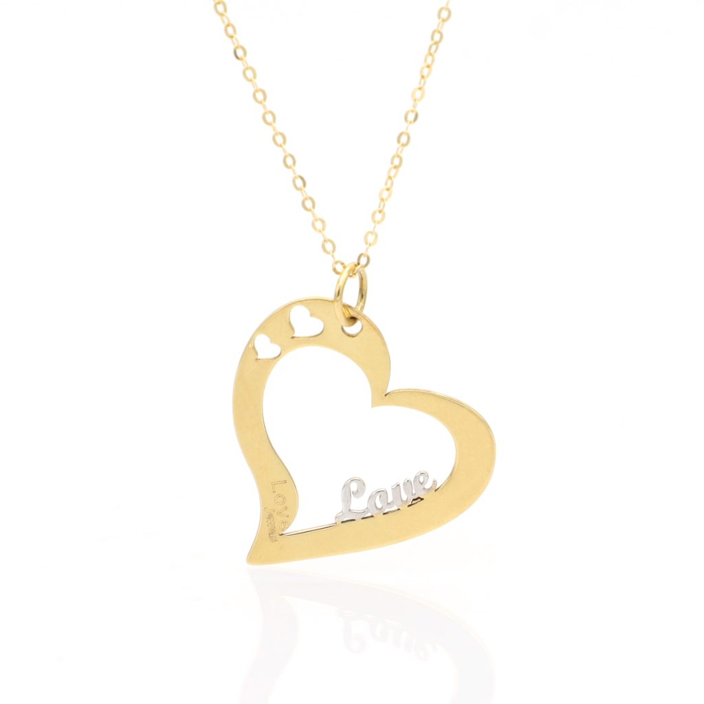 Collana con Cuore Traforato Love in Oro 18 Carati