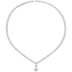 Collana Comete in oro bianco con perle e diamante FWQ 198