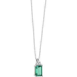 Collana Comete in oro bianco con diamanti e smeraldi GLB1438
