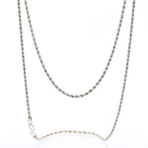 Collana Fune in Oro Bianco 18 Carati Unisex da1,6 MM.