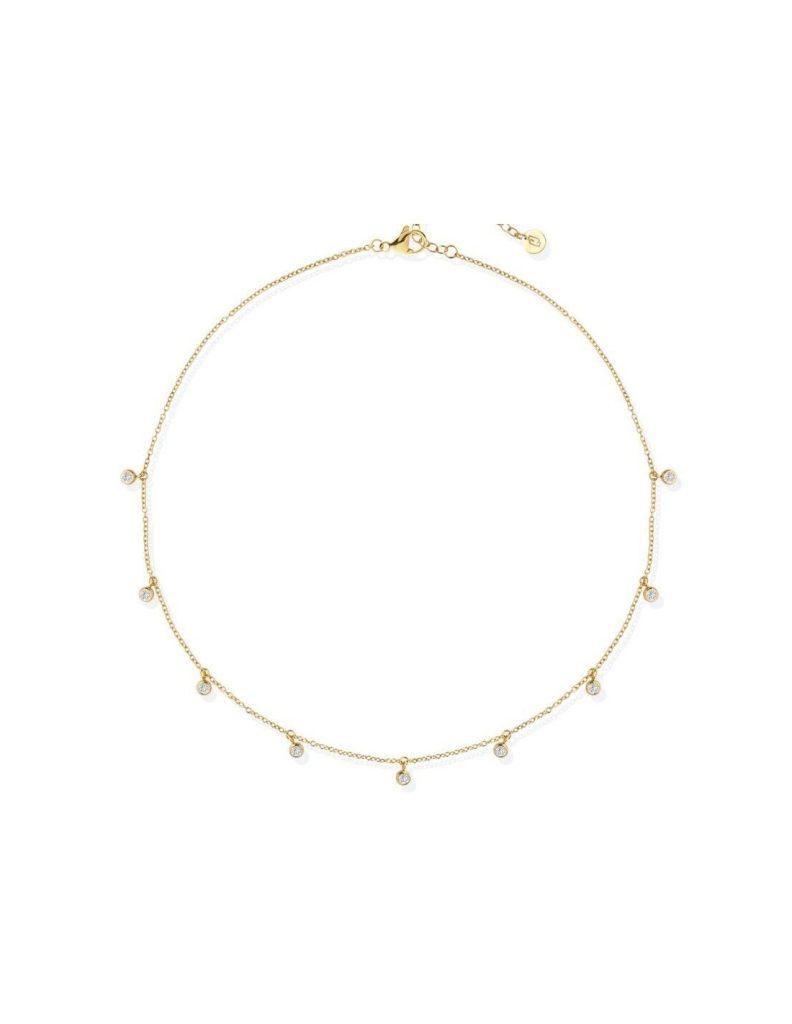 Collana Liu Jo Catena Sottile Dorata con Pendenti Cristalli - Gioiello Delicato ed Elegante