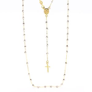 Collana Rosario Oro Bicolore 18 Carati Pallini Sfaccettati MM. 2.5
