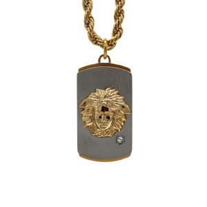 Collana con medaglia Medusa rettangolare