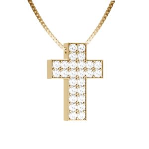 Catenina con Ciondolo Croce Nardelli in Oro Giallo e Pavé di Diamanti - Fede Radiosa Made in Italy EL0962G