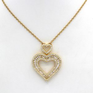 Collana Donna Argento Sterling 925 Made in Italy con Pendente Cuore Pavé di Zirconi Bianchi