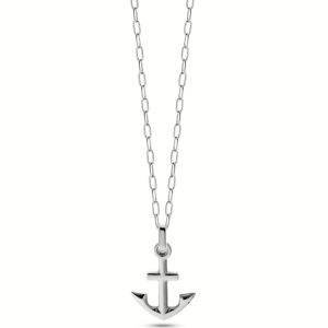 Collana Liu Jo MLJ438 da Uomo con Pendente Ancora. Stile nautico, in Acciaio Silver. Un simbolo di stabilità per un look casual-chic.