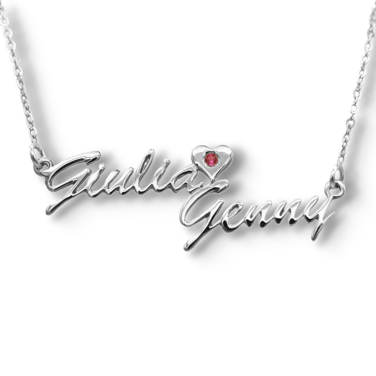 Collana personalizzata con due nomi con cuore - immagine 2