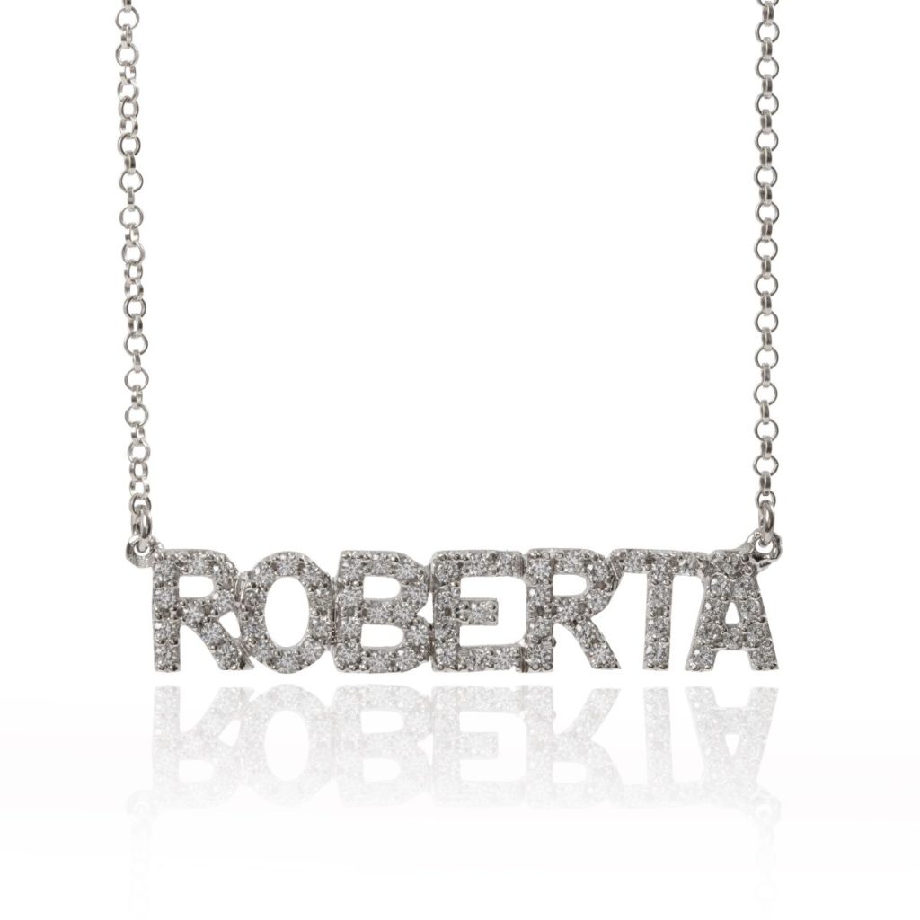 Collana con nome personalizzabile in argento 925 e zirconi