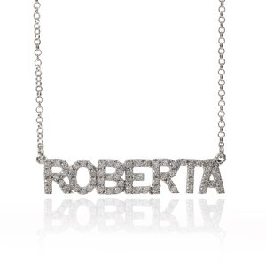 Collana con nome personalizzabile in argento 925 e zirconi