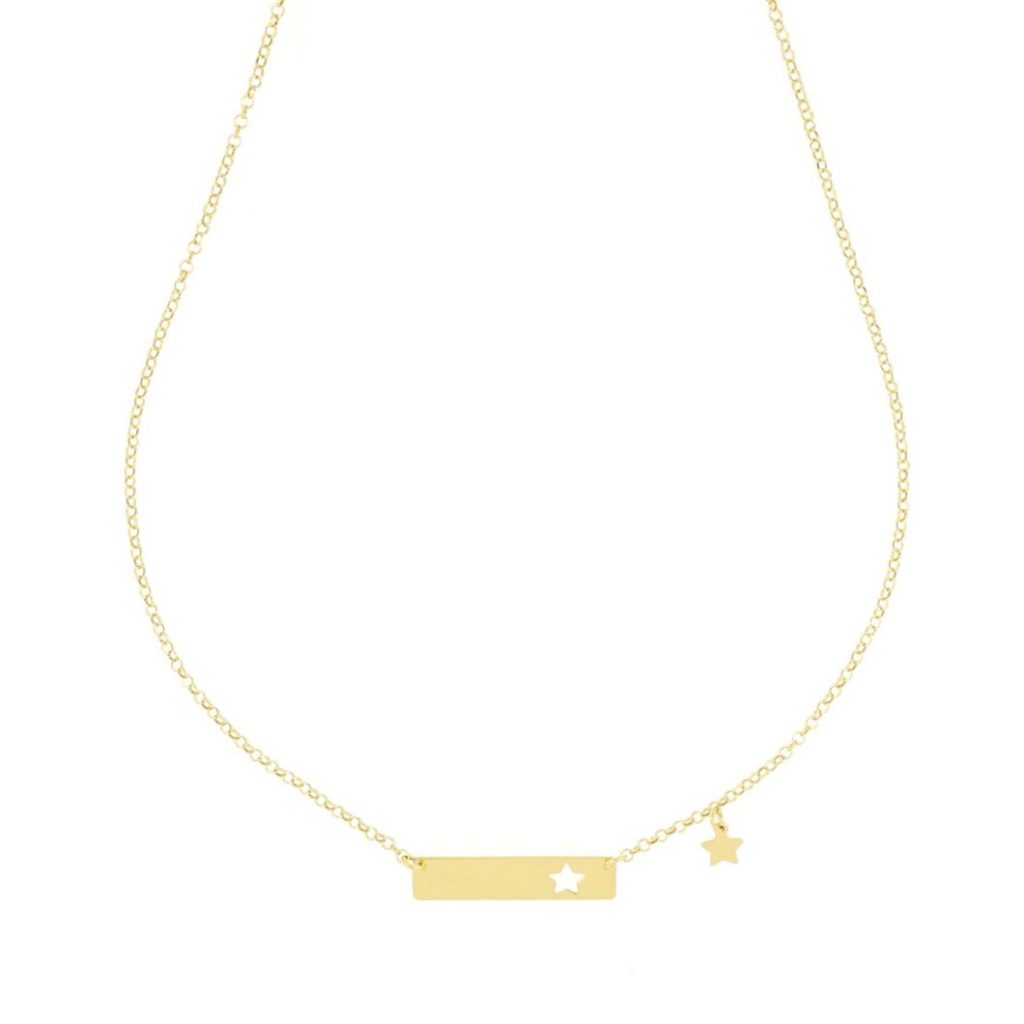 Collana nome con targa in oro 18 carati