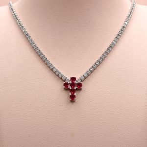 Collana tennis con croce in argento 925