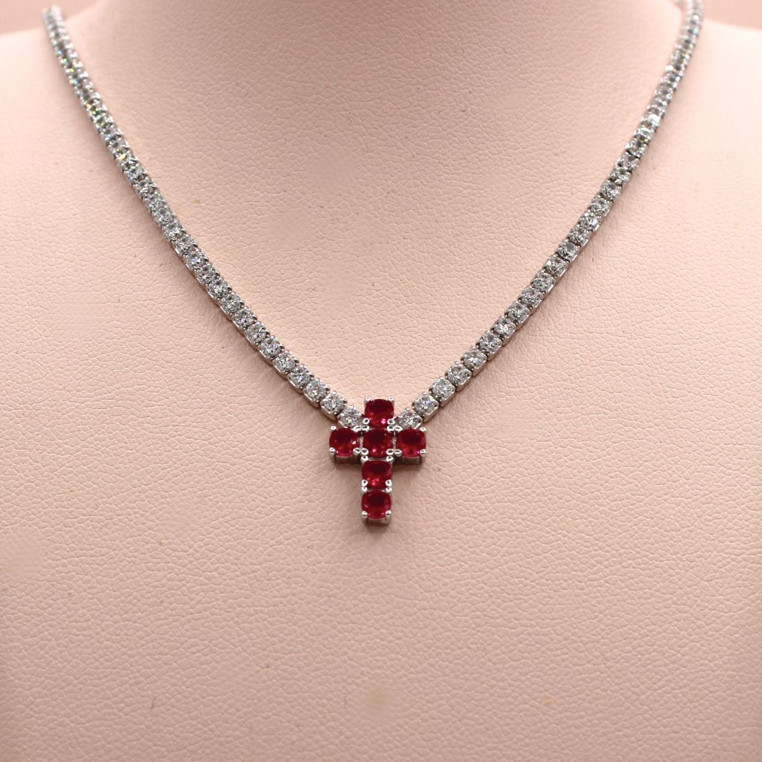 Collana tennis con croce in argento 925