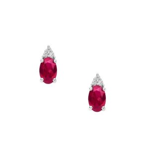 Orecchini donna Comete in Oro Rubino ovale e Diamanti ORB 1070